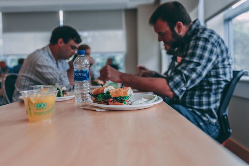 Corporate team lunch event at restaurant